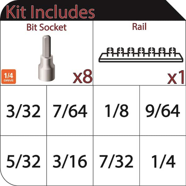 1/4 in. Drive SAE Hex Bit Socket Set (8-Piece)