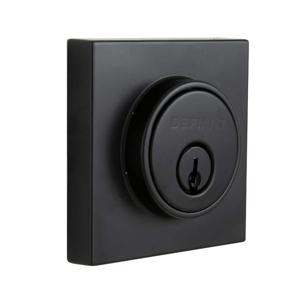Contemporary Square Matte Black Single Cylinder Deadbolt