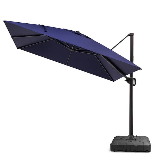 Pellebant 11.5 ft. Large Outdoor Cantilever Patio Umbrella in Navy with Umbrella Base