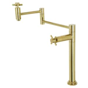 Concord Deck Mount Pot Filler Faucet in Polished Brass