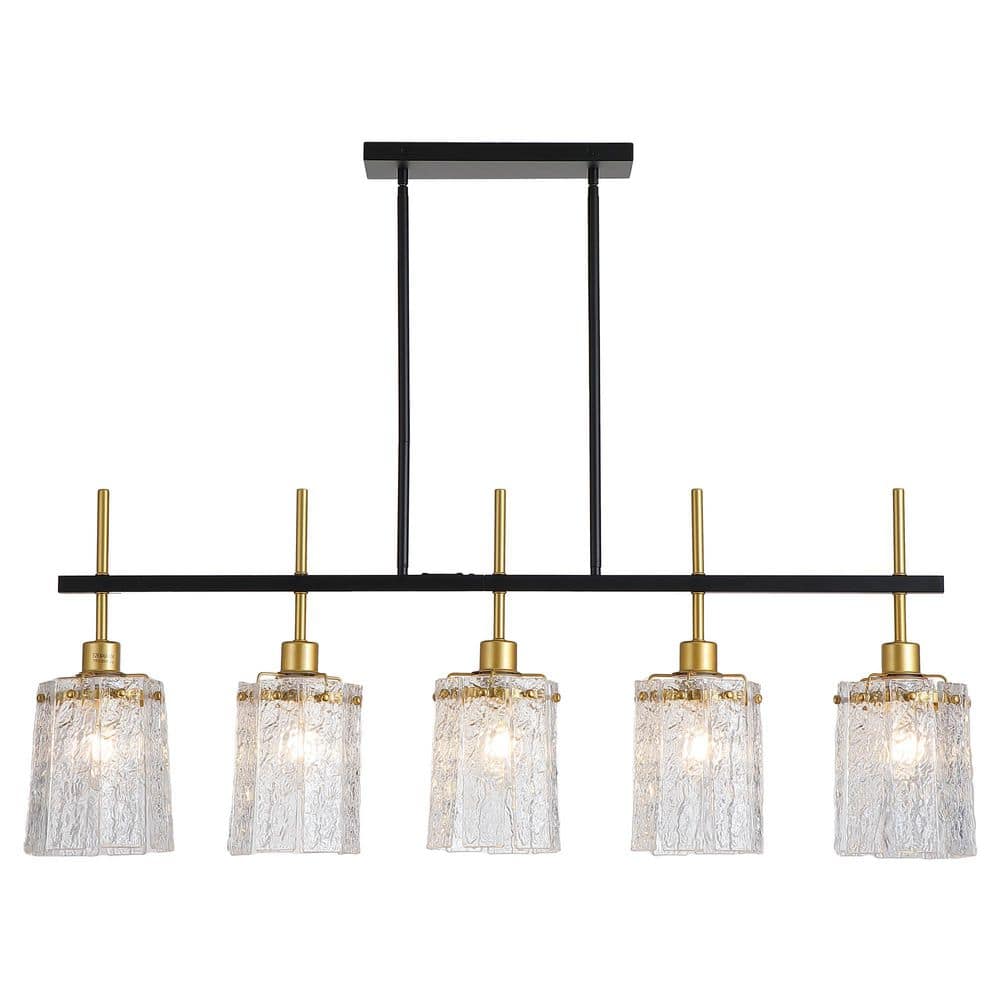 Boswel 5-Light Black Pendant Light with Wavy Glass Shades for Dining Table, Island, E12 Bulb Base, No Bulbs Include price history on PriceWatchPro
