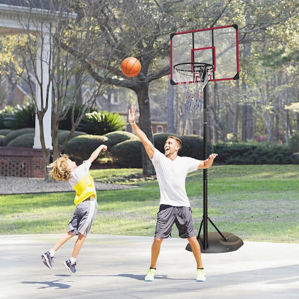 Unbranded 7.5 ft.- 9.2 ft. Outdoor Portable Basketball Stand Height Adjustable with 32" Backboard and Wheels for Teenagers Outdoor
