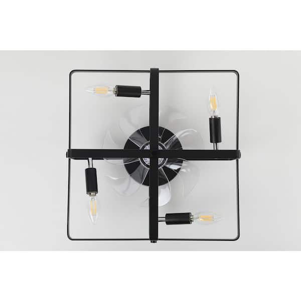 16 in. Farmhouse Black Ceiling Fan with Light Indoor Industrial Fandelier Ceiling Fan with Remote Reversible Fan Blades