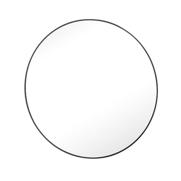 HOMLUX 20 in. W x 20 in. H Round Framed Wall Bathroom Vanity Mirror in Black Decorative Modern Rust-Resistant