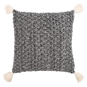 Pennie Black/Natural 20 in. x 20 in. Knit Throw Pillow