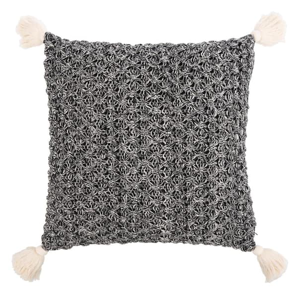 SAFAVIEH Pennie Black/Natural 20 in. x 20 in. Knit Throw Pillow