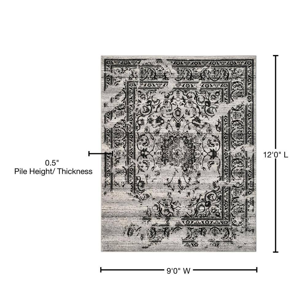 Chic Adirondack 9' x 12' Rectangular Synthetic Black Area Rug