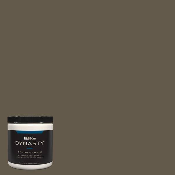 BEHR DYNASTY 8 oz. #720D-7 Winter Oak Satin Enamel Interior/Exterior Stain-Blocking Paint and Primer Sample