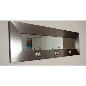 Small Rectangle Silver Hooks Modern Mirror (10.5 in. H x 32.5 in. W)