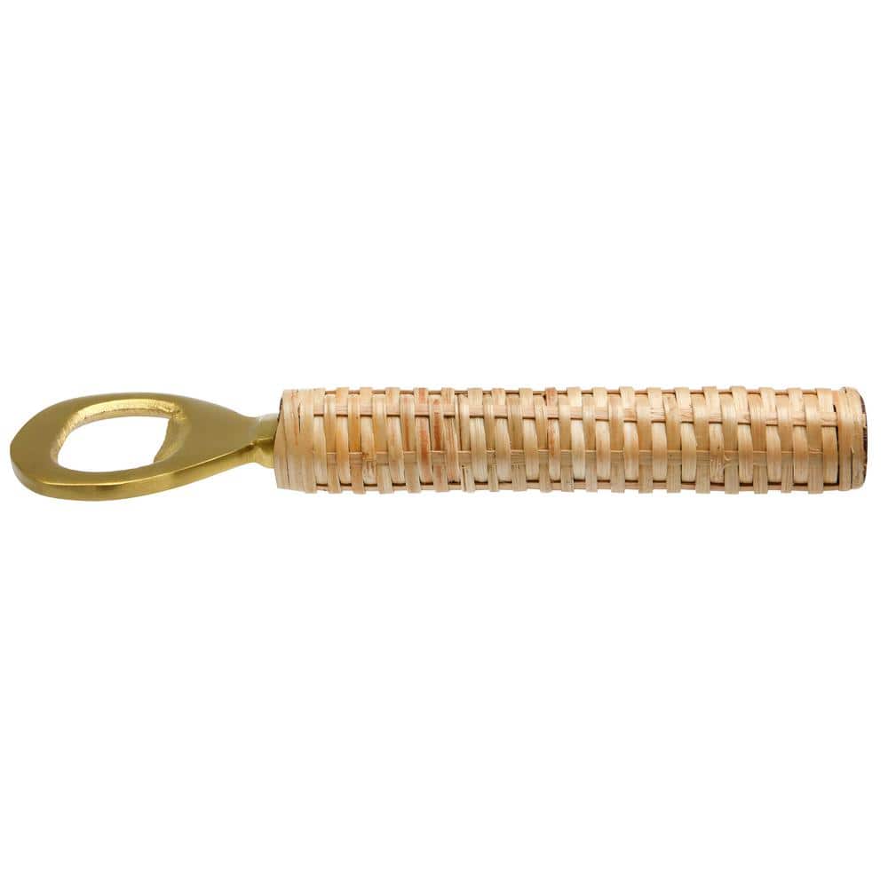 Bamboo and Brass Bottle Opener with Woven Handle