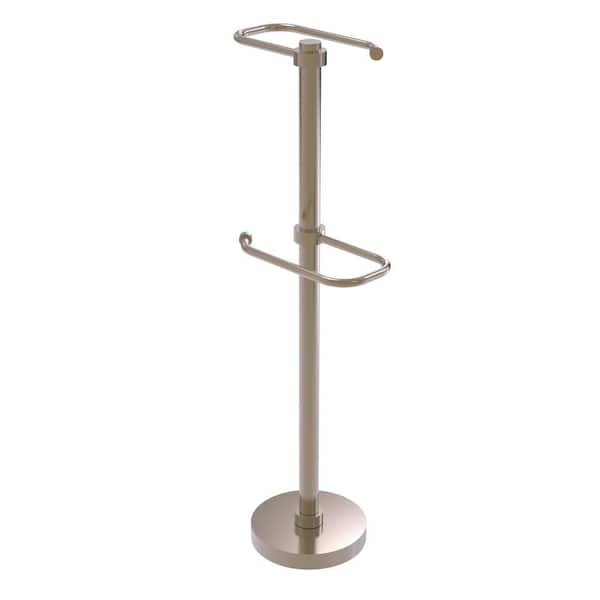 Allied Brass Free Standing Two Roll Toilet Tissue Stand in Antique Pewter