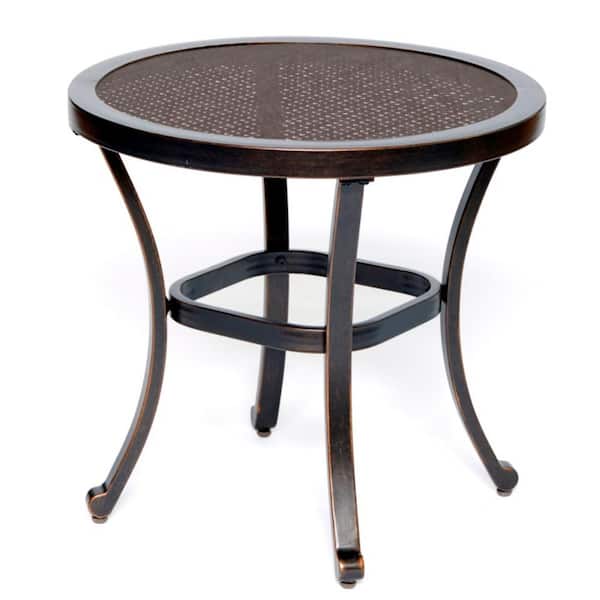 Afoxsos Aluminum Outdoor Patio Side Table with Glass Top