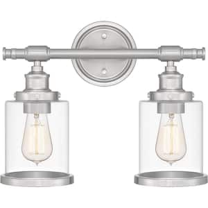 Dixie 15 in. 2-Light Brushed Nickel Vanity Light