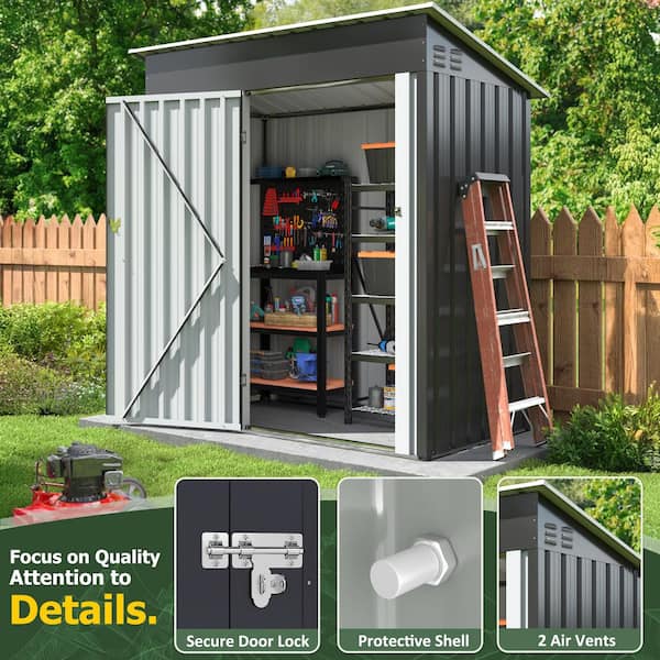VIWAT 5 ft. W x 3 ft. D Metal Outdoor Storage Shed with Vents and