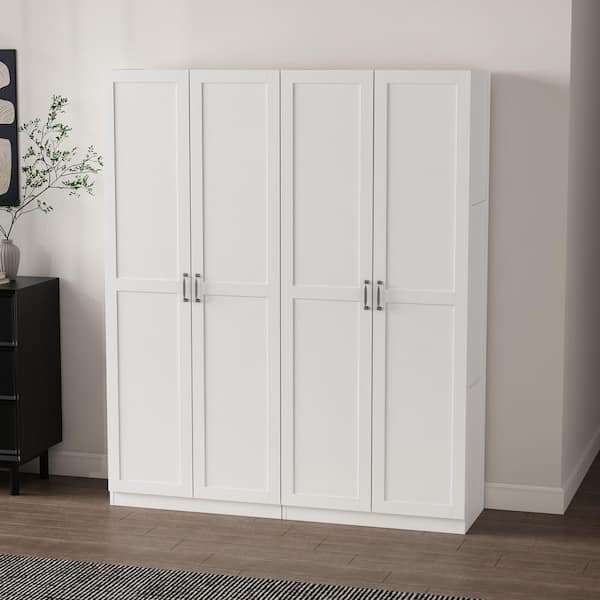 Cornelia White 71.11 in. 2-Piece Modern Accent Storage Closet Set with 11 Fixed and Adjustable Shelves