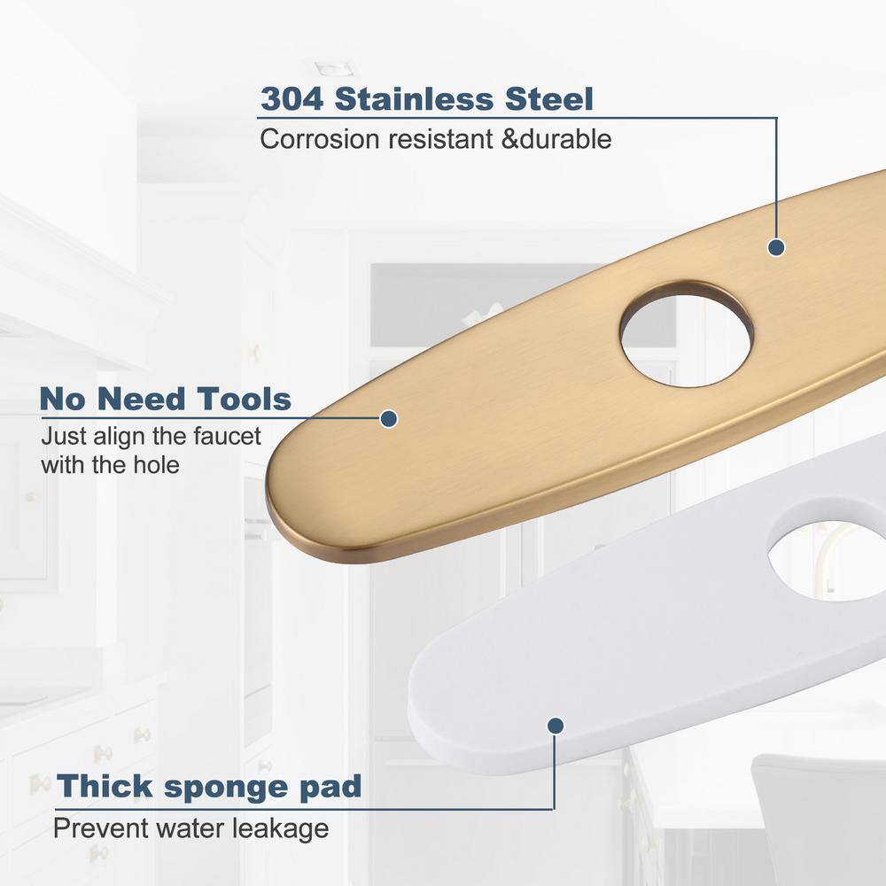 Brushed Gold Stainless Steel 10-Inch Faucet Deck Plate