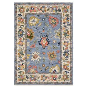 Lavista Blue/Multi-Colored 10 ft. x 13 ft. Traditional Oriental Floral Persian Wool/Nylon Blend Indoor Area Rug