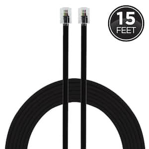 15 ft. Telephone Line Cord with Modular Plugs, Black