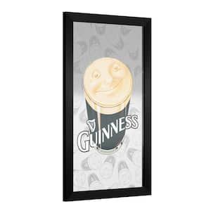 Guinness Smiling Pint 26 in. W x 15 in. H Wood Black Framed Mirror