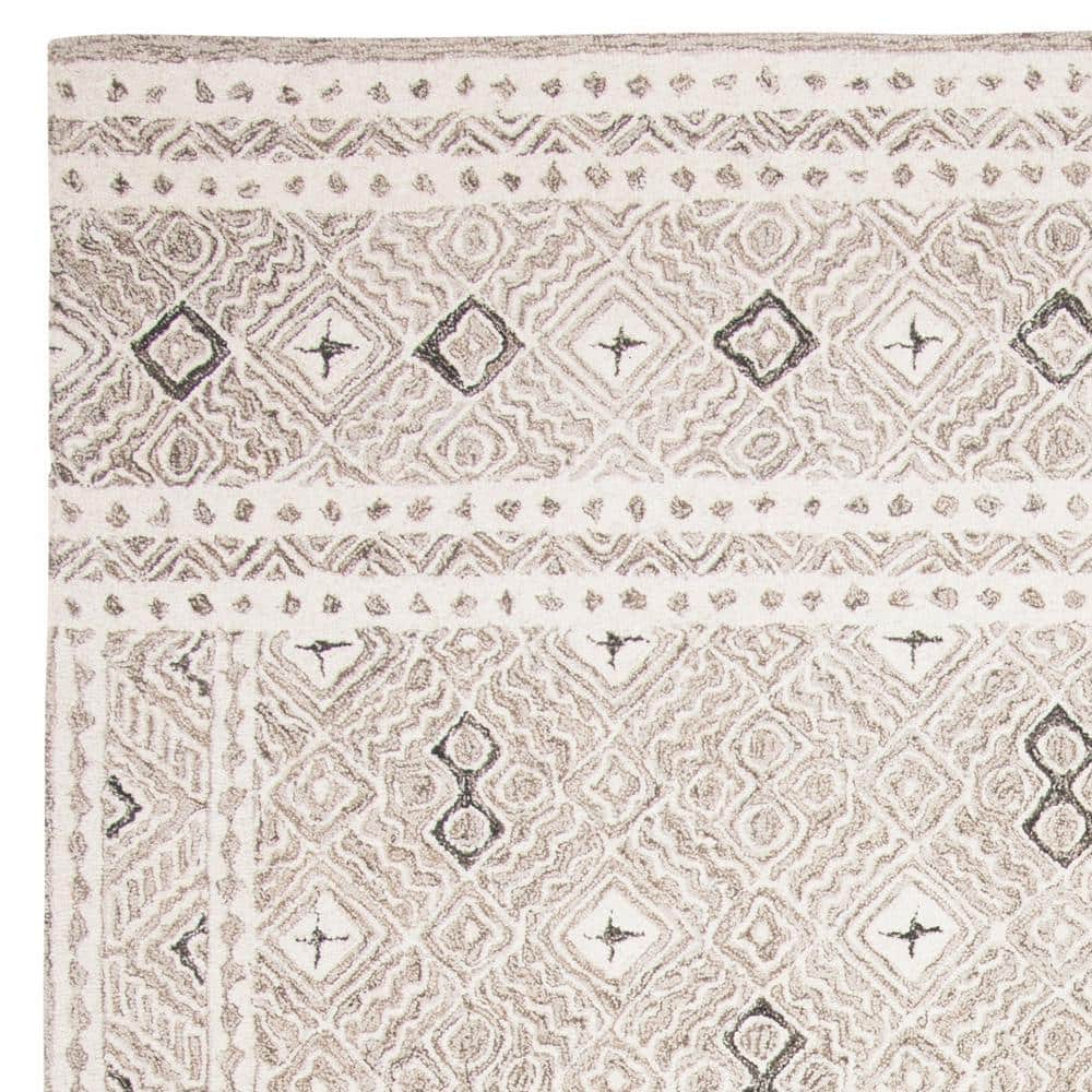 Grey and Ivory Hand-Tufted Wool 8' x 10' Area Rug