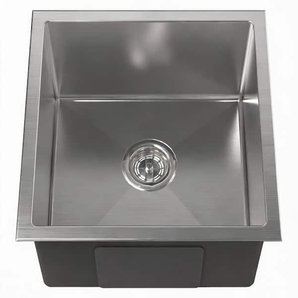 18 in. Undermount Single Bowl 20-Gauge Brushed Nickel Stainless Steel Kitchen Sink with Drain and Hook