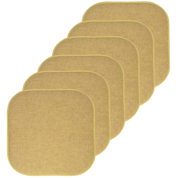Sweet Home Collection Alexis Gold 16 in. x 16 in. Non Slip Square Memory Foam Seat Chair Cushion Pads (6-Pack)