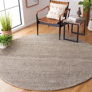 Himalaya Light Grey 7 ft. x 7 ft. Solid Color Round Area Rug