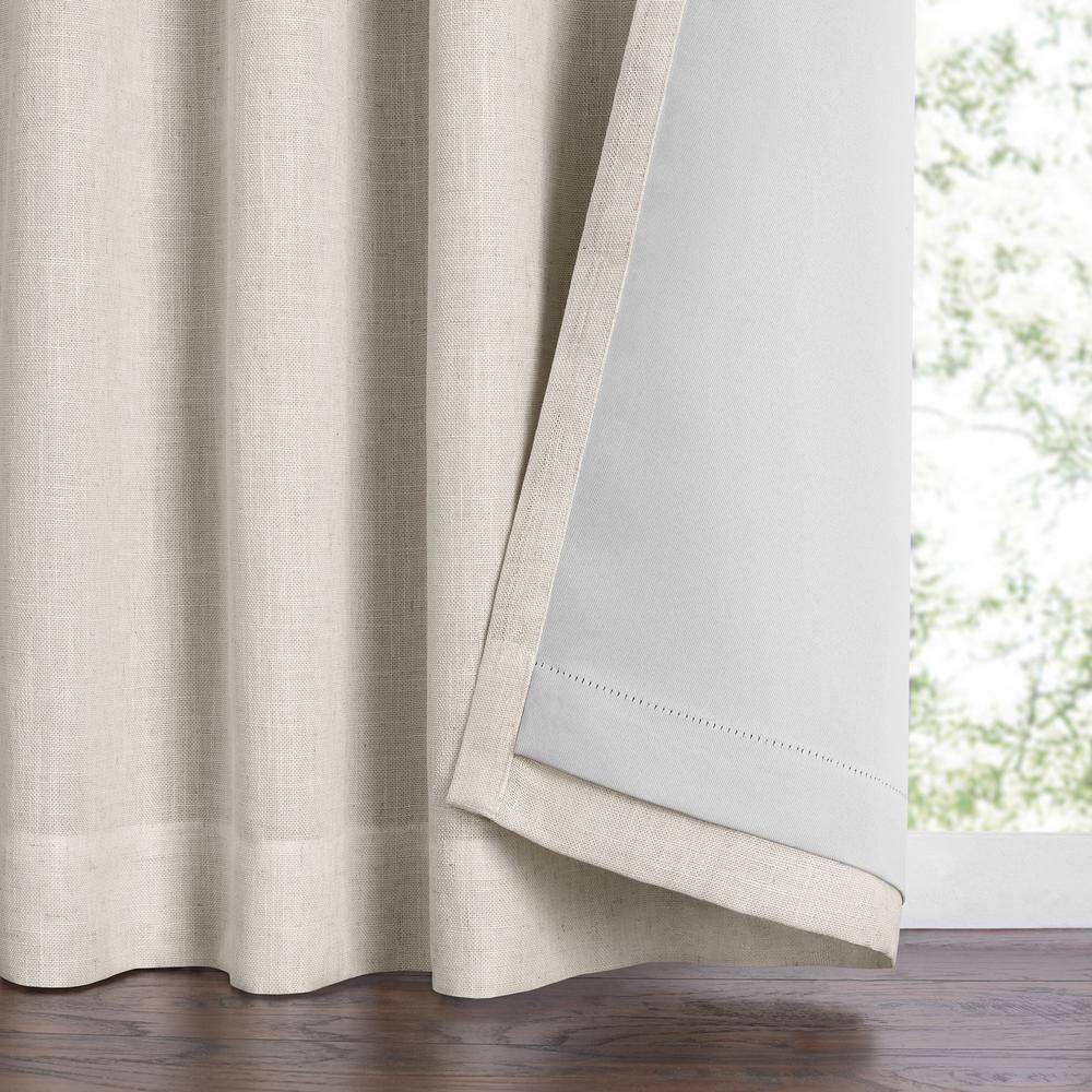 Natural Linen Blackout Pleated Window Curtain Panel