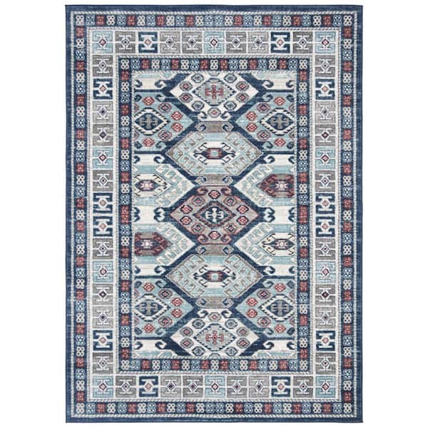 SAFAVIEH Kazak Blue/Grey 4 ft. x 6 ft. Border Persian Oriental Area Rug