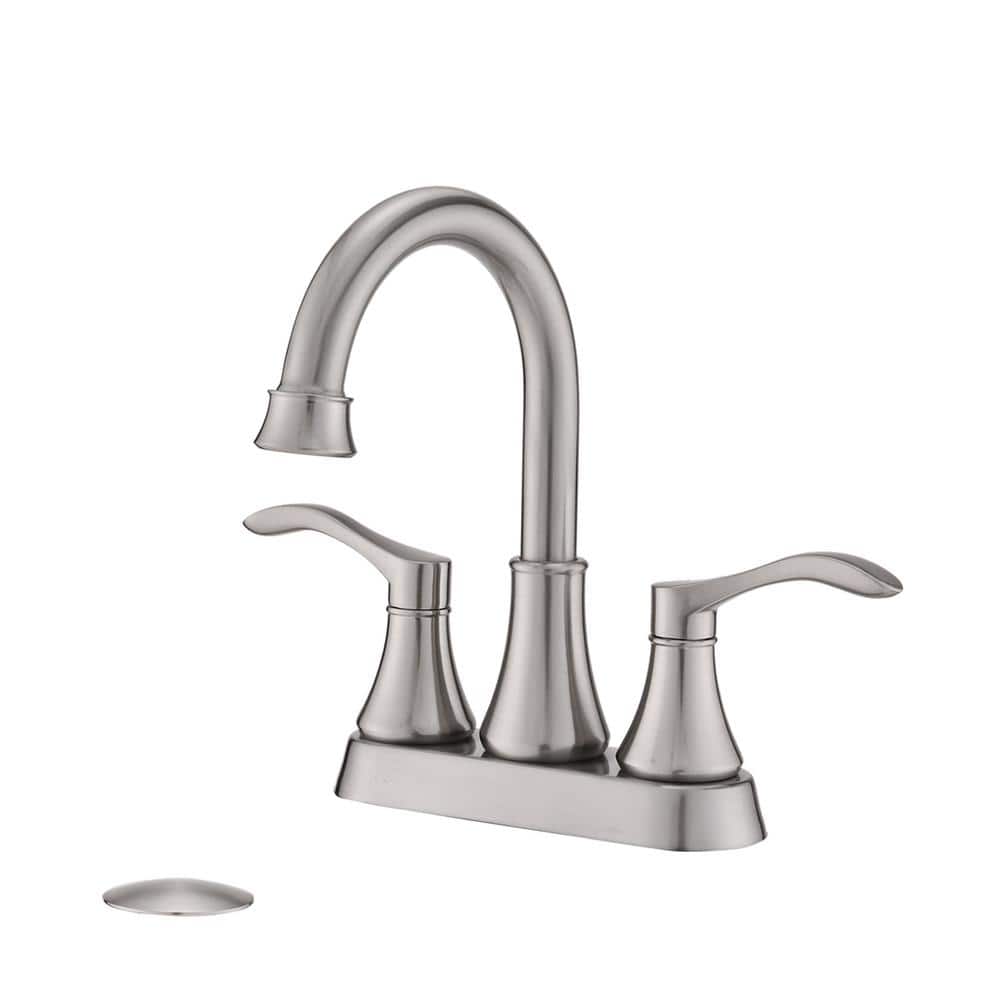 Double Handle Deck Mount Bathroom Faucet with Drain, 360° 4 in. Centerset 