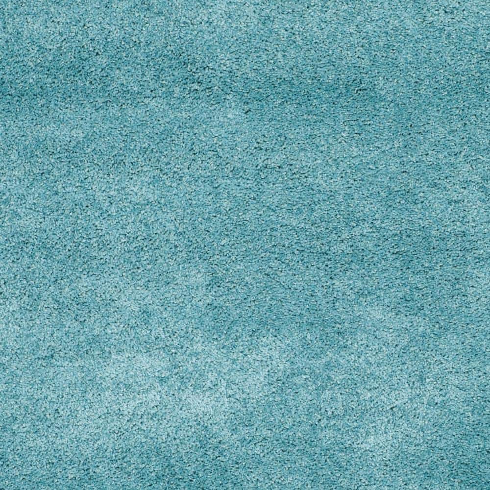 Aqua Blue Tufted Shag Rectangular Rug, 10' x 14', Easy Care Handmade