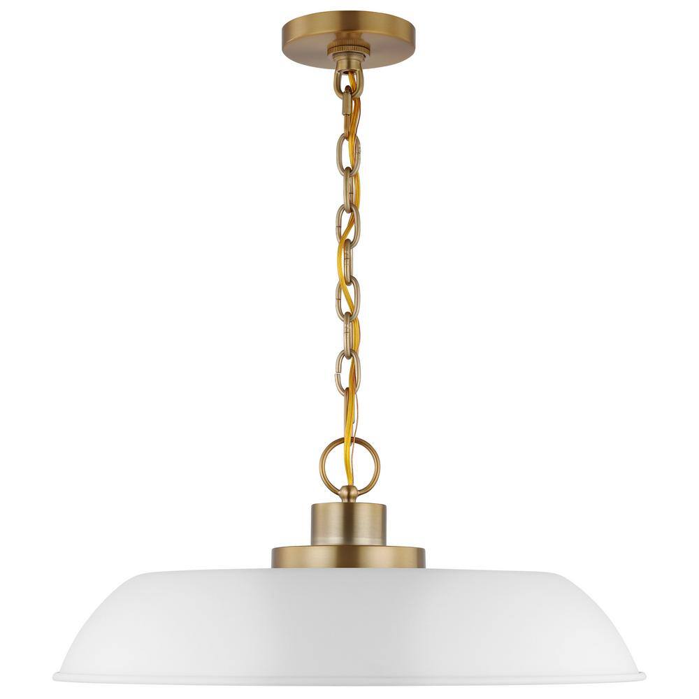 Colony 19.88'' Matte White and Burnished Brass Modern Pendant Light