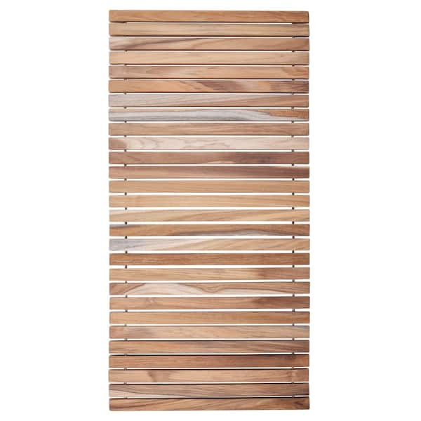 Nordic Style 24 in. x 24 in. Natural Beige Teak Indoor and Outdoor Shower/Bath Mat