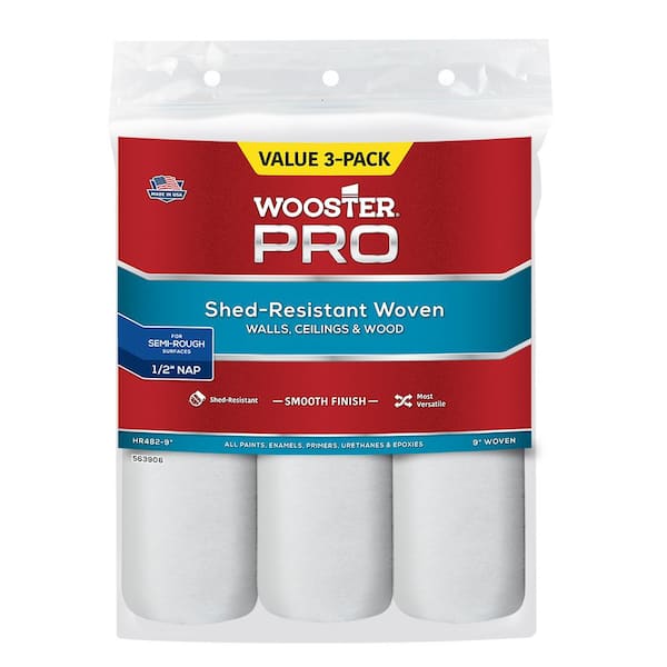 Wooster 9 in. x 1/2 in. High-Density Woven Acrylic Roller Covers (3-Pack) (Case of 6)