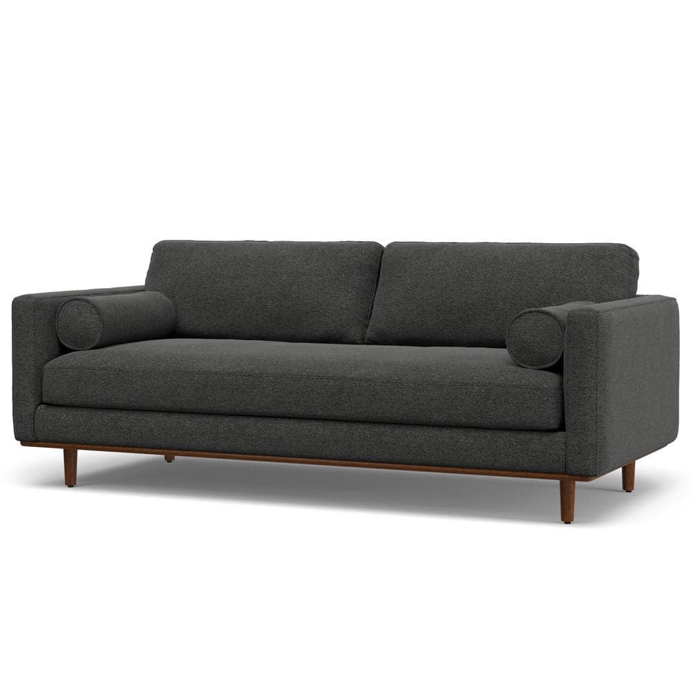 Morrison Charcoal Grey Fabric Mid-Century Modern Sofa with Wood Frame