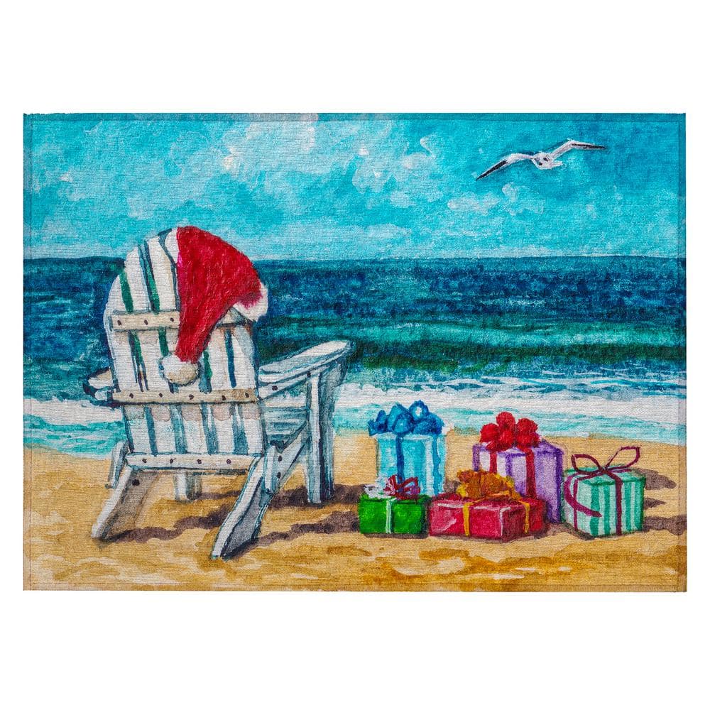 Cozy Winter Blue 1 ft. 8 in. x 2 ft. 6 in. Indoor/Outdoor Washable Area Rug