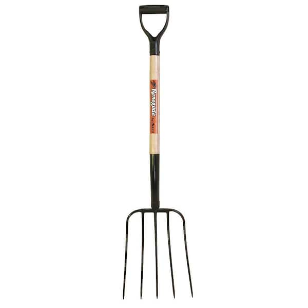 Hisco 5-Tine Manure Fork with Forged Steel Blade with 31 in. Ash Gooseneck D-Grip Handle