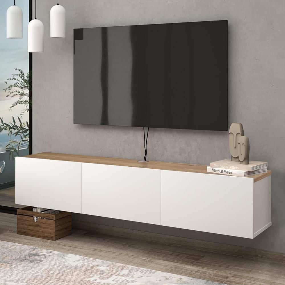 White and Brown Finish TV Stand Fits TV's up to 75 in. price history on PriceWatchPro