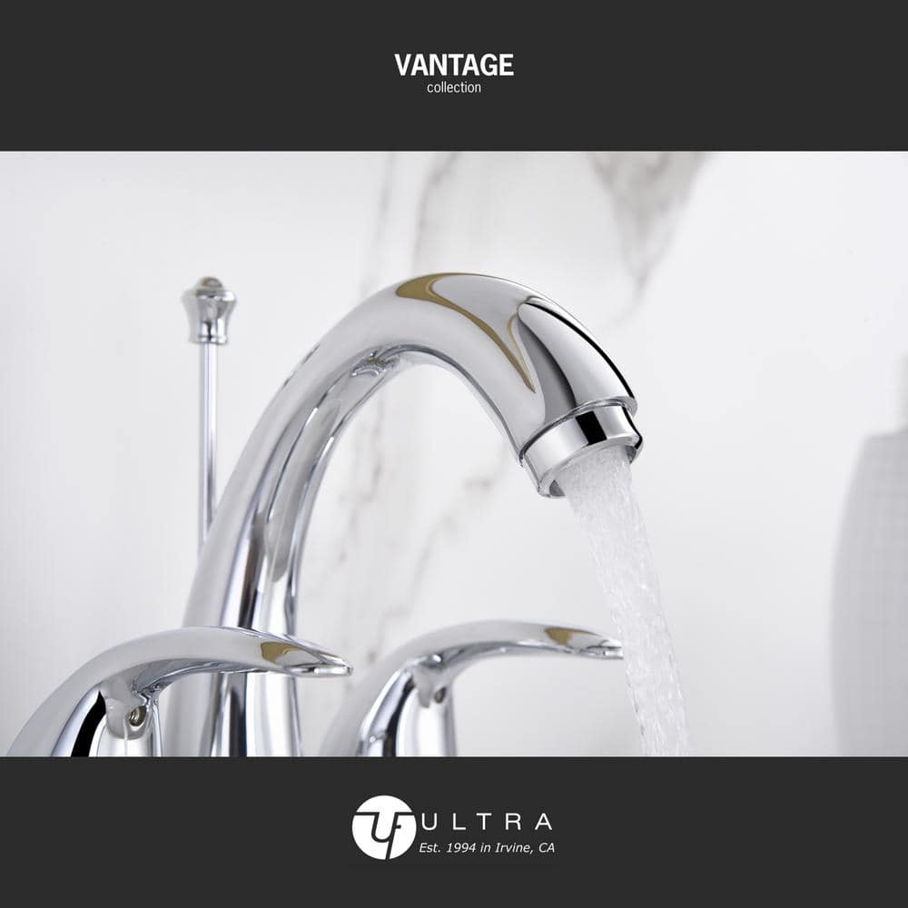 Polished Chrome Two-Handle Centerset Bathroom Faucet