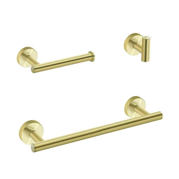 Unbranded Hot Sale 3-Piece Bath Hardware Set with Mounting Hardware in Brushed Gold