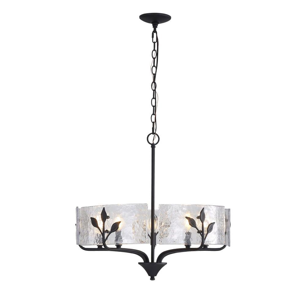 Bloem 60-Watt 5-Light Natural Black Drum Pendant Light with Hammered Water Glass and No Bulbs Included price history on PriceWatchPro