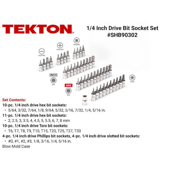 1/4 in. Drive Hex, Torx, Phillips, Slotted, Square Bit Socket Set (44-Piece)