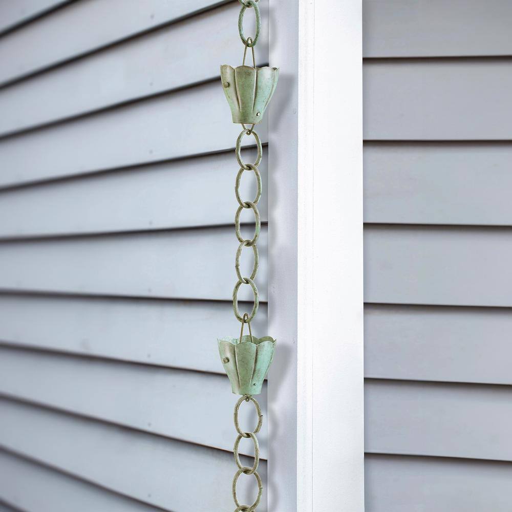 8.5ft Blue Verde Copper Crocus Rain Chain