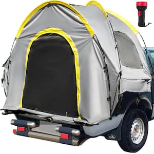 Truck Bed Tent 6.4 ft. to 6.7 ft. Full Size Pickup Camper Tent with 2 Mesh Windows for 2-Person Hiking Fishing, Grey