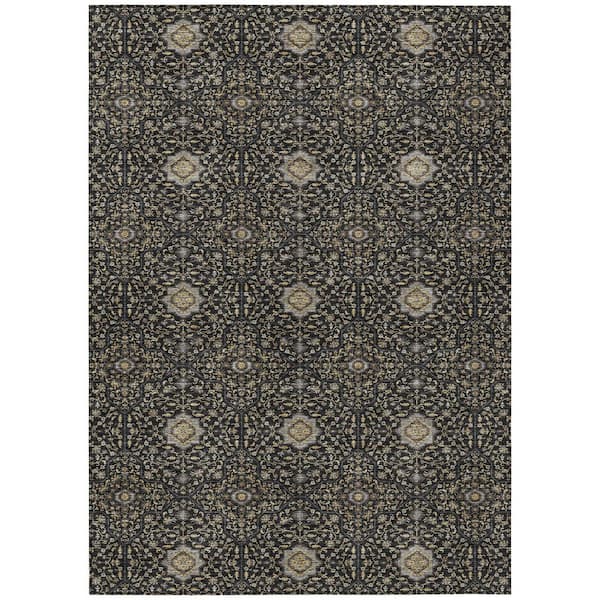 Chantille Machine Washable Indoor/Outdoor Abstract ACN2409 Black 8 ft. x 10 ft. Area Rug