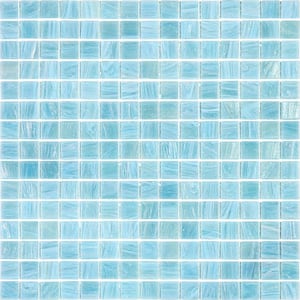 Celestial Glossy Blue-Gray 12 in. x 12 in. Glass Mosaic Wall and Floor Tile (20 sq. ft./case) (20-pack)
