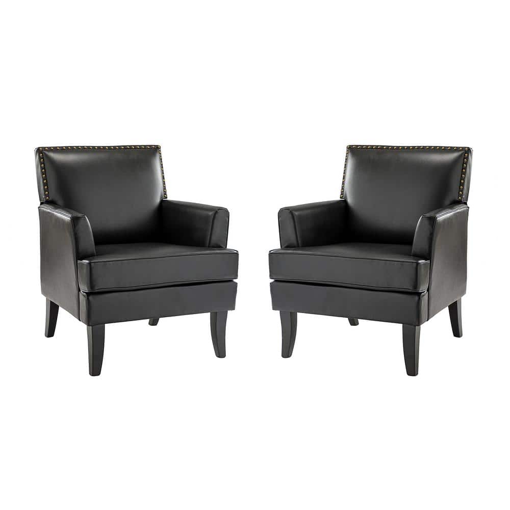 Maaf Black Accent Armchair with Solid Wooden Legs and Nailhead Trim (Set of 2) price history on PriceWatchPro