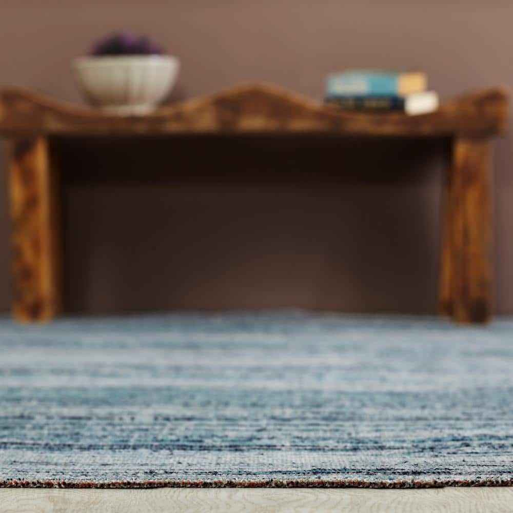 Aqua and Light Gray Abstract Synthetic 2' x 3' Area Rug