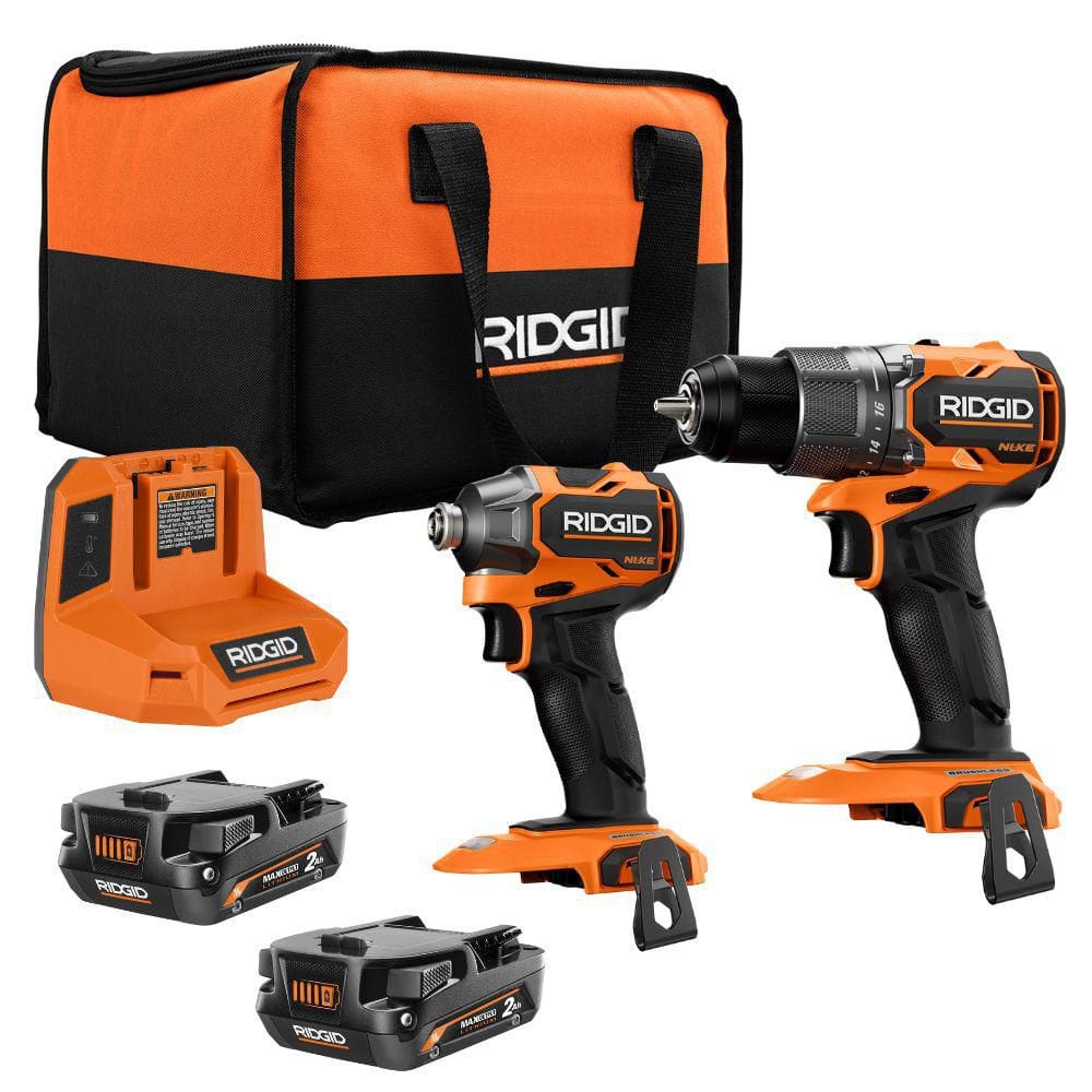 RIDGID 18V NUKE SubCompact Brushless Cordless 2-Tool Combo Kit with Drill/Driver, Impact Driver, (2) Batteries & Charger (RNKSCK201)