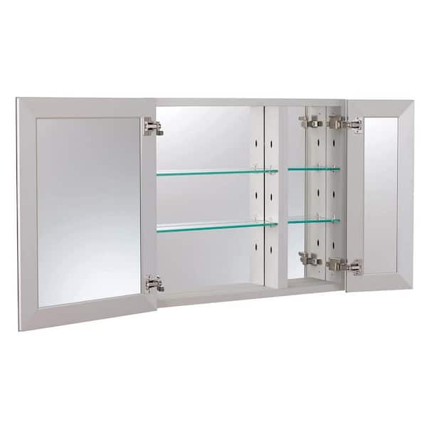 ANGELES HOME 30 in. W x 26 in. H Silver Glass Recessed/Surface Mount Rectangular Medicine Cabinet with Mirror